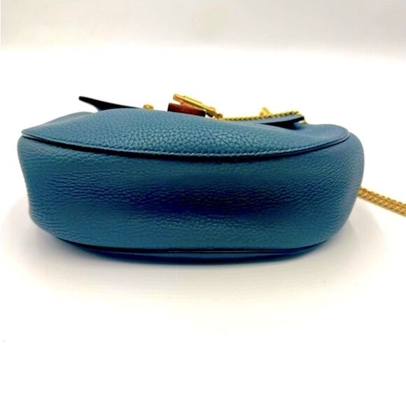 Chloe Drew Medium Cloudy Blue Pebbled Leather Shoulder Crossbody Bag Preloved - Picture 6 of 11